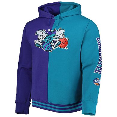 Men's Mitchell & Ness Purple/Teal New Orleans Hornets Big & Tall Hardwood Classics Split Pullover Hoodie