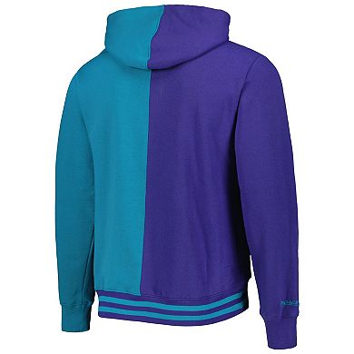 Men's Mitchell & Ness Purple/Teal New Orleans Hornets Big & Tall Hardwood Classics Split Pullover Hoodie