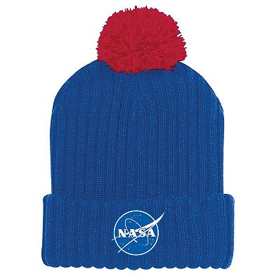 Men's Under Armour Royal Navy Midshipmen 2022 Special Games NASA Cuffed Knit Hat with Pom