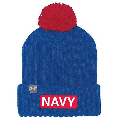 Men's Under Armour Royal Navy Midshipmen 2022 Special Games NASA Cuffed Knit Hat with Pom