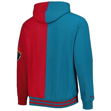 Men's Mitchell & Ness Teal/Red Detroit Pistons Big & Tall Hardwood Classics Split Pullover Hoodie