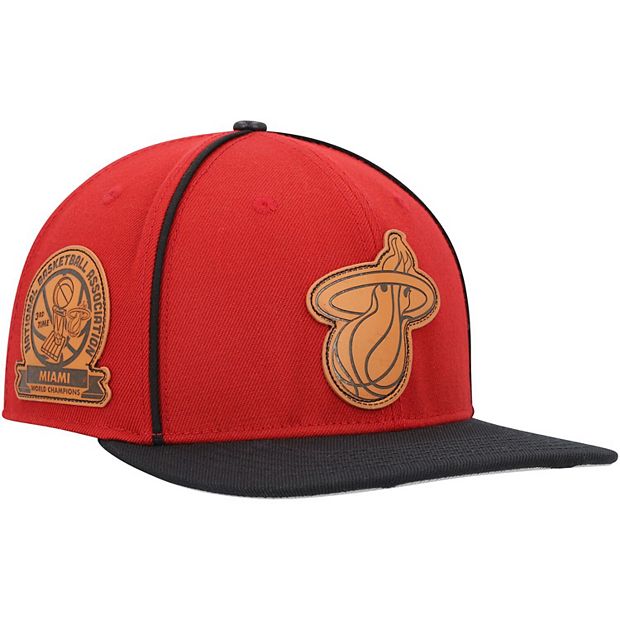 Miami Heat Pro Standard Heritage Leather Patch Snapback Hat - Red/Black in  2023