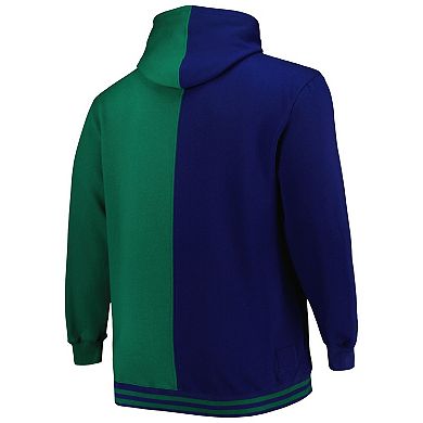 Men's Mitchell & Ness Navy/Green Dallas Mavericks Big & Tall Hardwood Classics Split Pullover Hoodie