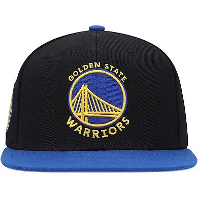 Men's Mitchell & Ness Black/Royal Golden State Warriors Side Core 2.0 Snapback Hat