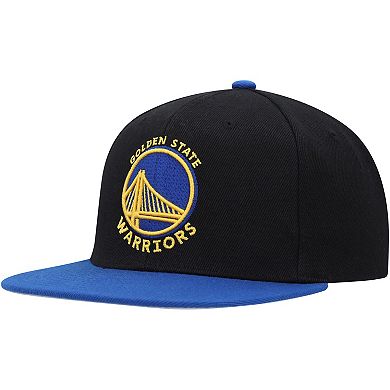 Men's Mitchell & Ness Black/Royal Golden State Warriors Side Core 2.0 Snapback Hat