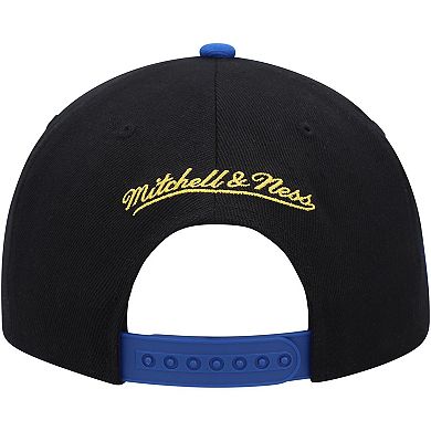 Men's Mitchell & Ness Black/Royal Golden State Warriors Side Core 2.0 Snapback Hat