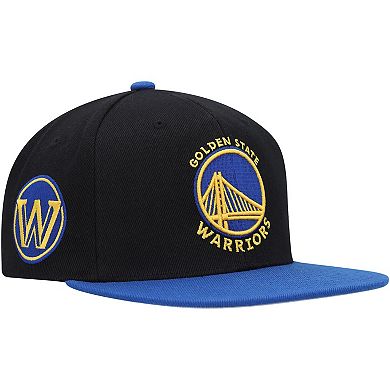 Men's Mitchell & Ness Black/Royal Golden State Warriors Side Core 2.0 Snapback Hat