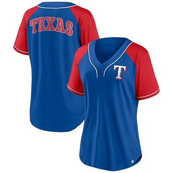 Women's Fanatics Branded Royal Texas Rangers Ultimate Style Raglan V-Neck T-Shirt