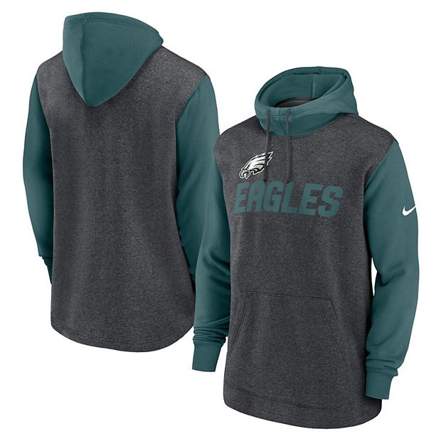 Men s Nike Heathered Charcoal Midnight Green Philadelphia Eagles Surrey Legacy Pullover Hoodie