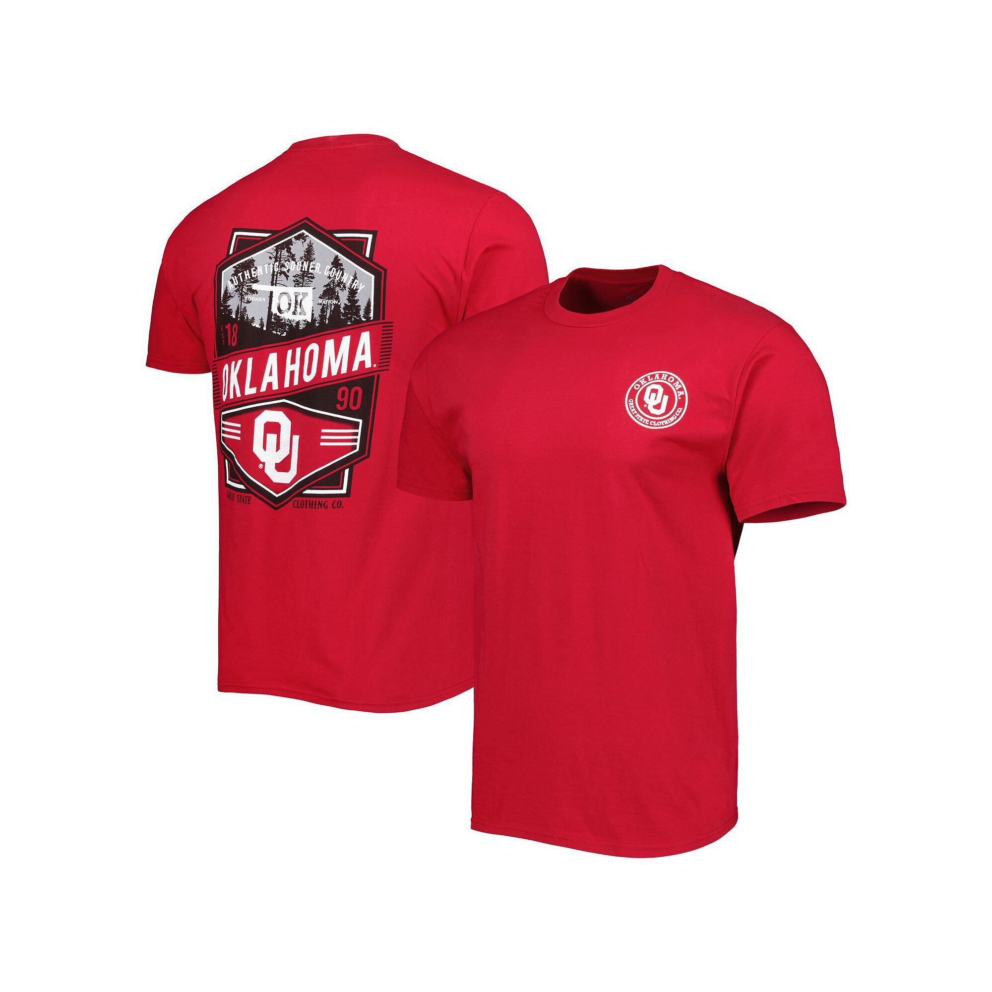 Mens Crimson Oklahoma Sooners Double Diamond Crest T-Shirt, Size: Small, R
