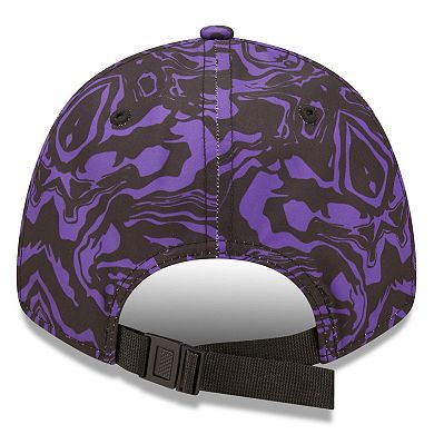 Men's New Era Black/Purple Tottenham Hotspur Allover Print 9FORTY Adjustable Hat
