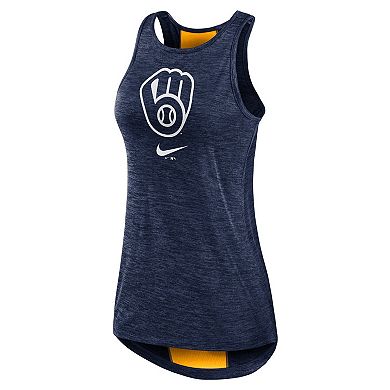 Women's Nike Navy Milwaukee Brewers Dri-FIT Performance Right Mix High Neck Tank Top