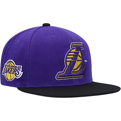 Men's Mitchell & Ness Purple/Black Los Angeles Lakers Side Core 2.0 Snapback Hat