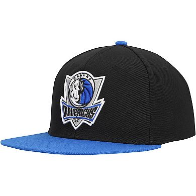 Men's Mitchell & Ness Black/Royal Dallas Mavericks Side Core 2.0 Snapback Hat