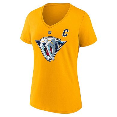 Women's Fanatics Branded Roman Josi Yellow Nashville Predators Special Edition 2.0 Name & Number V-Neck T-Shirt