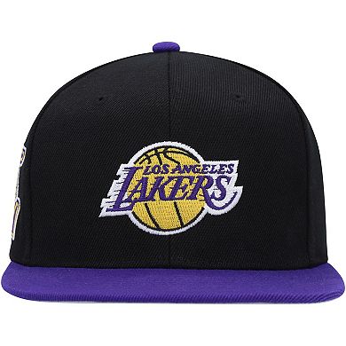 Men's Mitchell & Ness Black/Purple Los Angeles Lakers Side Core 2.0 Snapback Hat