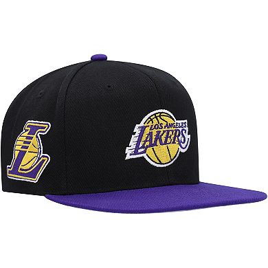Men's Mitchell & Ness Black/Purple Los Angeles Lakers Side Core 2.0 Snapback Hat