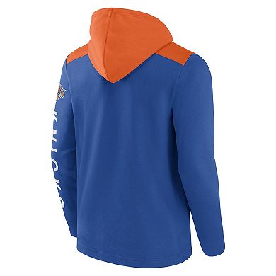 Men's Fanatics Branded Blue/Orange New York Knicks Skyhook Colorblock Full-Zip Hoodie