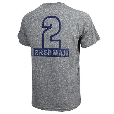 Men's Majestic Threads Alex Bregman Heather Gray Houston Astros 2022 World Series Champions Name & Number Tri-Blend T-Shirt
