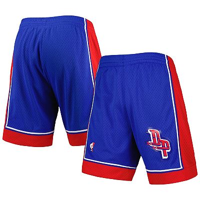 Men s Mitchell Ness Blue Detroit Pistons Hardwood Classics Reload 2.0 Swingman Shorts