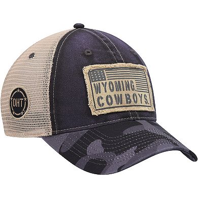 Men's Colosseum Charcoal Wyoming Cowboys OHT Military Appreciation United Trucker Snapback Hat