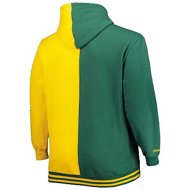 Men's Mitchell & Ness Green/Gold Seattle SuperSonics Big & Tall Hardwood Classics Split Pullover Hoodie