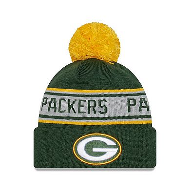 Preschool New Era Green Green Bay Packers Repeat Cuffed Knit Hat with Pom