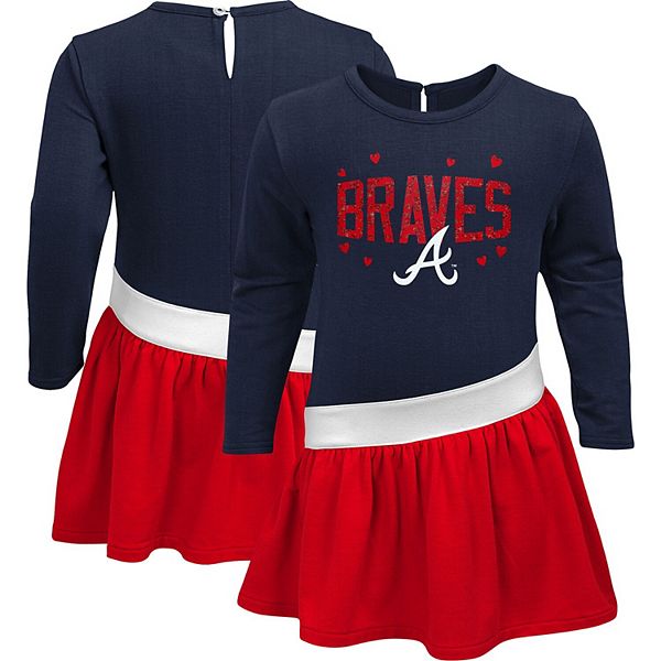 Girls Preschool Atlanta Braves Navy/Red Heart To Heart Jersey Tunic Dress