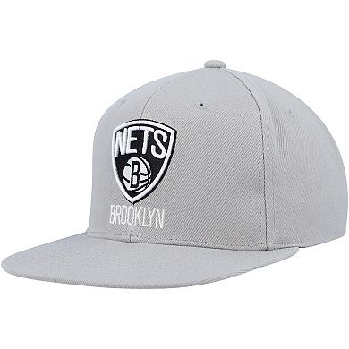Men's Mitchell & Ness Gray Brooklyn Nets Side Core 2.0 Snapback Hat
