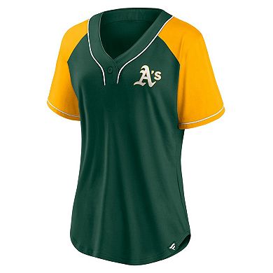 Women's Fanatics Branded Green Oakland Athletics Ultimate Style Raglan V-Neck T-Shirt