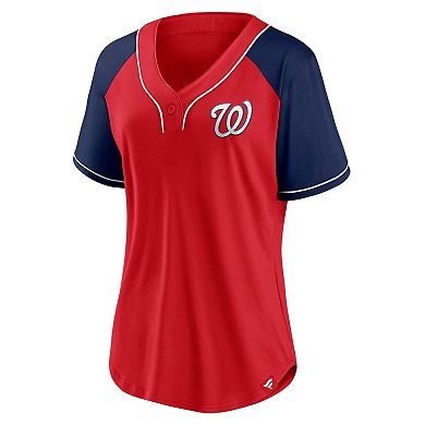 Women's Fanatics Branded Red Washington Nationals Ultimate Style Raglan V-Neck T-Shirt