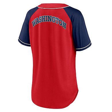 Women's Fanatics Branded Red Washington Nationals Ultimate Style Raglan V-Neck T-Shirt