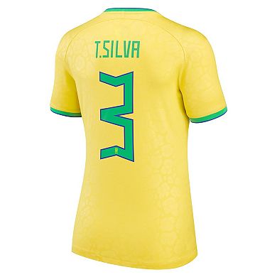 Women's Nike Thiago Silva Yellow Brazil National Team 2022/23 Replica Home Jersey