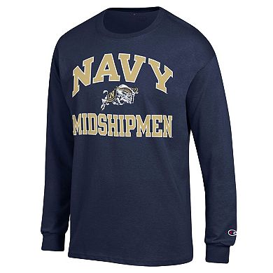 Men's Champion Navy Navy Midshipmen High Motor Long Sleeve T-Shirt