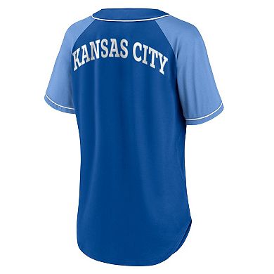 Women's Fanatics Branded Royal Kansas City Royals Bunt Raglan V-Neck T-Shirt