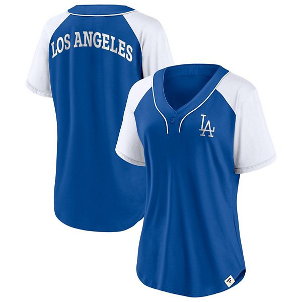 Women's Fanatics Branded Royal Los Angeles Dodgers Bunt Raglan V-Neck  T-Shirt