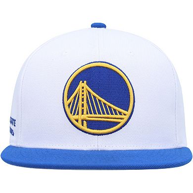 Men's Mitchell & Ness White/Royal Golden State Warriors Side Core 2.0 Snapback Hat