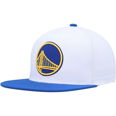 Men's Mitchell & Ness White/Royal Golden State Warriors Side Core 2.0 Snapback Hat