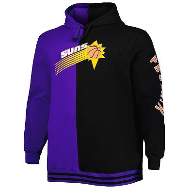 Men's Mitchell & Ness Purple/Black Phoenix Suns Big & Tall Hardwood Classics Split Pullover Hoodie
