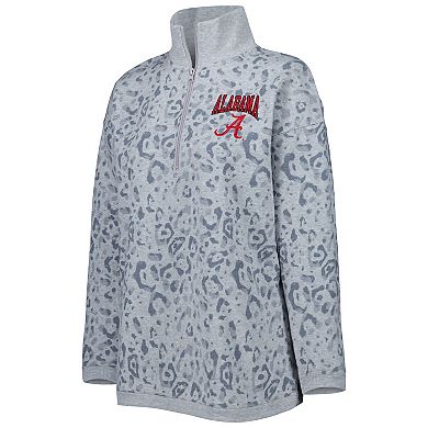 Women's Gameday Couture Heather Gray Alabama Crimson Tide Leopard Quarter-Zip Sweatshirt