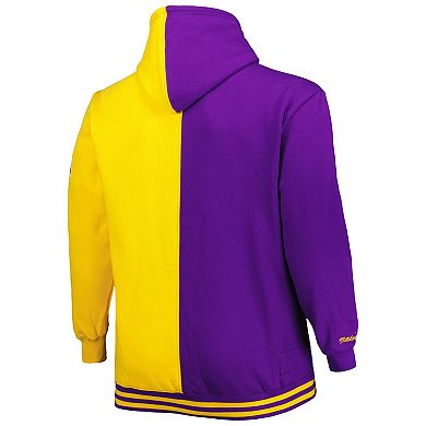 Men's Mitchell & Ness Purple/Gold Los Angeles Lakers Big & Tall Hardwood Classics Split Pullover Hoodie