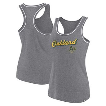 Women's Fanatics Branded Heather Gray Oakland Athletics Wordmark Logo Racerback Tank Top