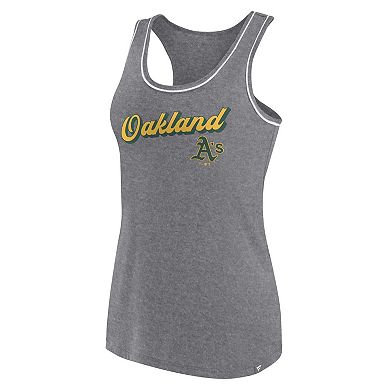 Women's Fanatics Branded Heather Gray Oakland Athletics Wordmark Logo Racerback Tank Top