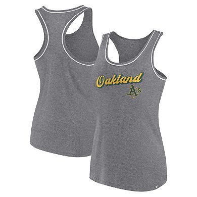 Women's Fanatics Branded Heather Gray Oakland Athletics Wordmark Logo Racerback Tank Top