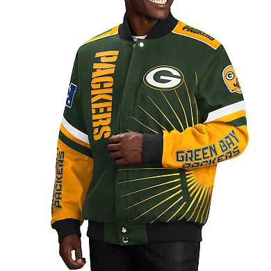 Men's G-III Sports by Carl Banks Green Green Bay Packers Extreme Redzone Full-Snap Varsity Jacket