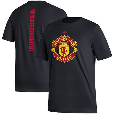 Men's adidas Black Manchester United Vertical Back T-Shirt