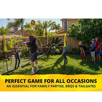 CROSSNET Four Square Volleyball Net and Game Set with Carrying Backpack & Ball