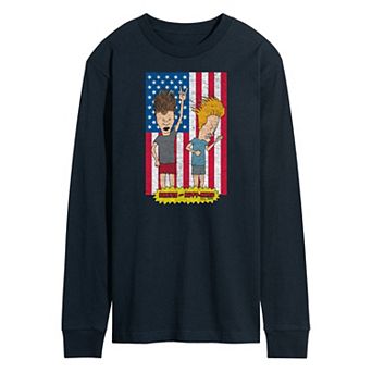 Men's Beavis And Butthead Americana Long Sleeve Tee
