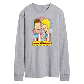 Men's Beavis And Butthead USA Firework Long Sleeve Tee