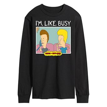 Men's Beavis And Butthead I'm Like Busy Long Sleeve Tee